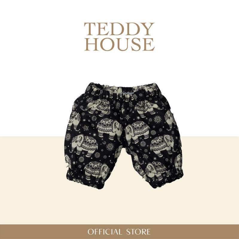 Siam Elephant Series : Black Cuffed Pants 12 Inch