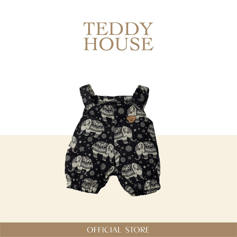 Siam Elephant Series : Black overall pants 12 Inch
