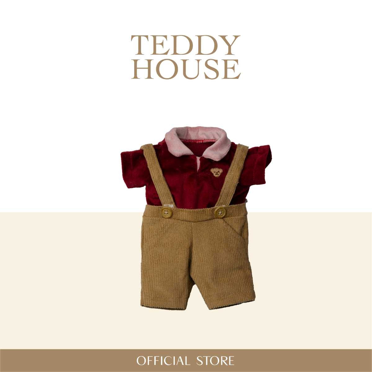 Valentine Collection : Corduroy Overalls & Red Shirt 12 Inch