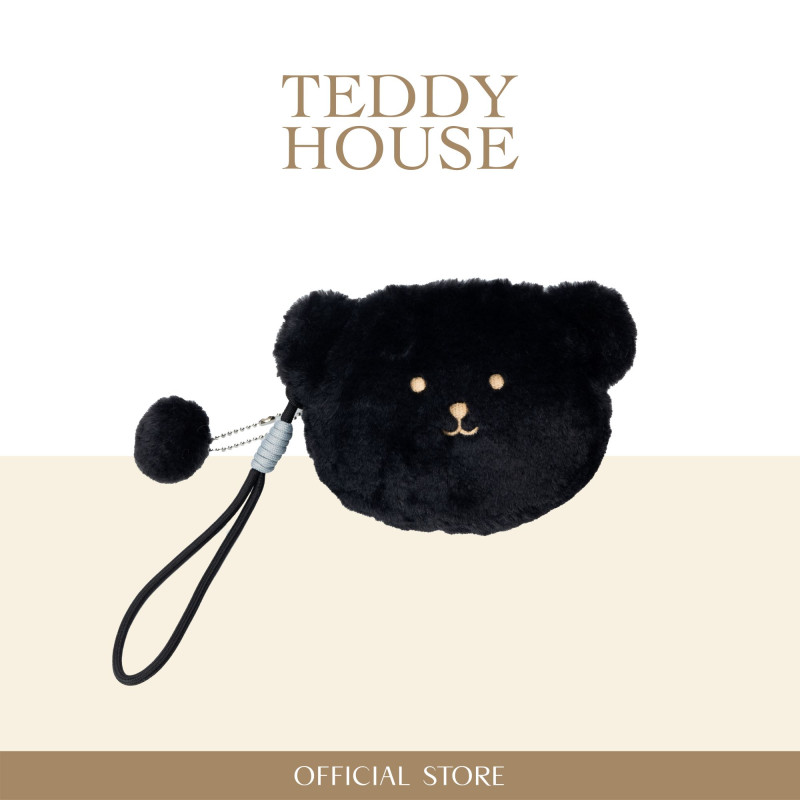 Fluffy Teddy Pouch : Black